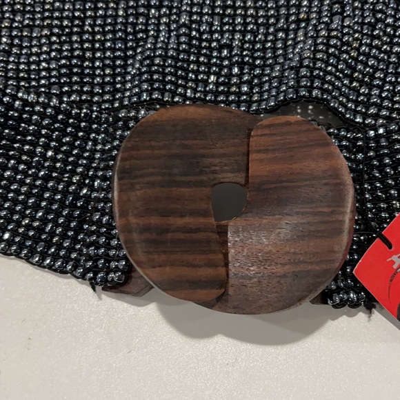 Belt Indonesian beaded wood clasp buckle handmade bohemian boho - Picture 5 of 12